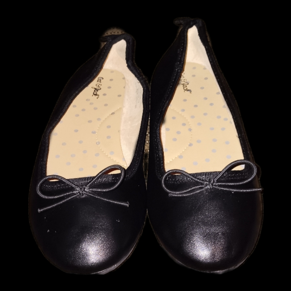 CAT & JACK GIRL'S BLACK BALLET FLATS